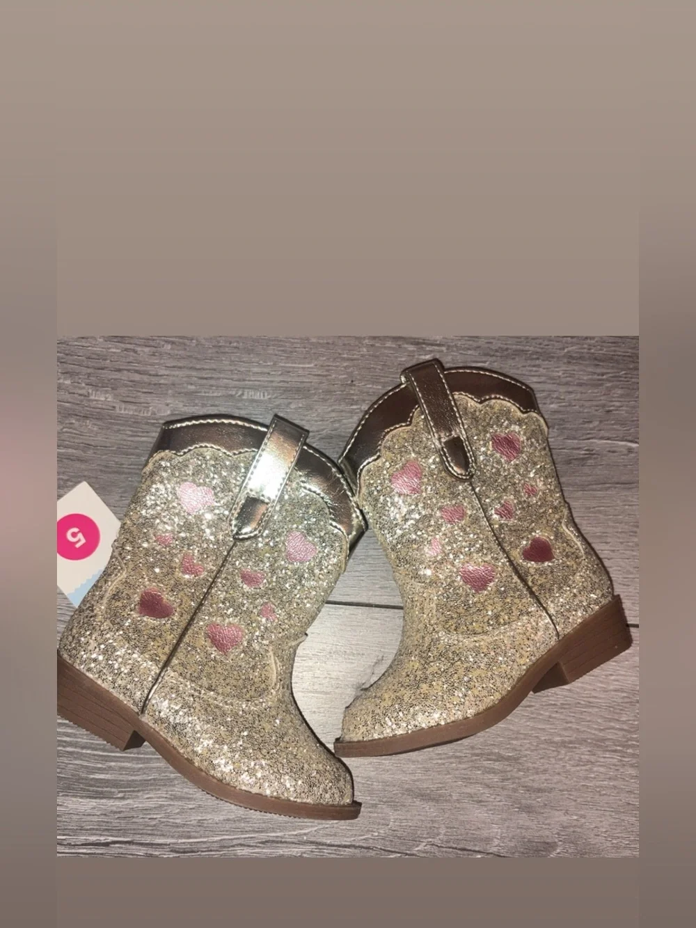 Cat & Jack Toddler Girls Size 5 Gold Dallas Cowboy Boots New W Tags Glitter